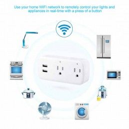 Enchufe Smart Tomacorriente Multipuerto Usb Wifi 16A TUYA-Bsd08