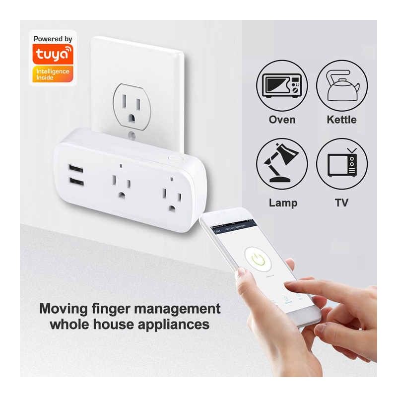 Enchufe Smart Tomacorriente Multipuerto Usb Wifi 16A TUYA-Bsd08
