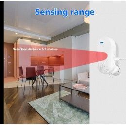 Alarma Pir de Pared Inteligente Wifi Antirrobo 80db Sonido y Luz no Detecta Mascotas Tuya-Ct20w
