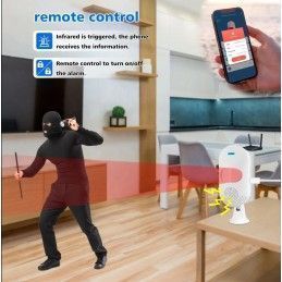 Alarma Pir de Pared Inteligente Wifi Antirrobo 80db Sonido y Luz no Detecta Mascotas Tuya-Ct20w