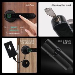 Cerradura Inteligente Bluetooth Lector de Huella Digital Apertura con Huella Clave y Lllave TUYA PST-T8