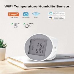 Sensor de Temperatura y Humedad Tuya Smart WiFi con Pantalla y Alarma PST-WSD400H