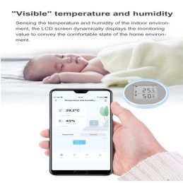 Sensor de Temperatura y Humedad Tuya Smart WiFi con Pantalla y Alarma PST-WSD400H