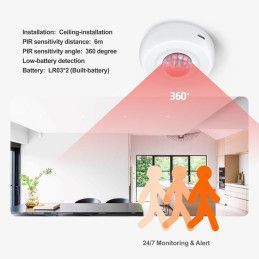 Sensor de movimiento WiFi inteligente Tuya PIR Detector de techo o pared con visión de 360° PST-HW400B