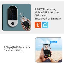 Videoportero Smart Camara Tuya WiFi 2.4Ghz Acceso Con Clave y Timbre PST-VC1