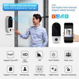 Videoportero Smart Camara Tuya WiFi 2.4Ghz Acceso Con Clave y Timbre PST-VC1