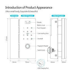 Cerradura Inteligente WIFI Puerta Vidrio Huella Digital Clave Tarjeta TUYA Smart PST-HG200