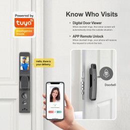 Cerradura Inteligente WiFi TUYA con Cámara 1.3MP y Reconocimiento Facial 3D | PST-H20-P 2.4GHz