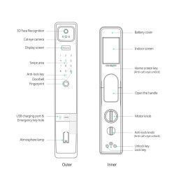 Cerradura Inteligente WiFi TUYA con Cámara 1.3MP y Reconocimiento Facial 3D | PST-H20-P 2.4GHz