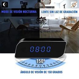 RELOJ DESPERTADOR WIFI CÁMARA ESPÍA CON DETECCIÓN DE MOVIMIENTO NIÑERA VISIÓN NOCTURNA