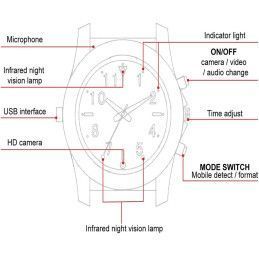 Reloj Iinfrarojo Espia C6 32GB Correa Metal Negra, Vision Nocturna Fotos Audio Video FullHd
