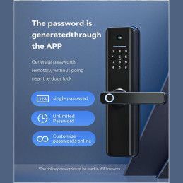 Cerradura Smart  Video Portero Wifi 2.4 Ghz Tuya B2-PRO Cámara Lector de Huella Digital Llave Tarjeta Manija Reversible