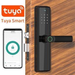 Cerradura Smart  Video Portero Wifi 2.4 Ghz Tuya B2-PRO Cámara Lector de Huella Digital Llave Tarjeta Manija Reversible