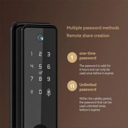 Cerradura Smart  Video Portero Wifi 2.4 Ghz Tuya B2-PRO Cámara Lector de Huella Digital Llave Tarjeta Manija Reversible