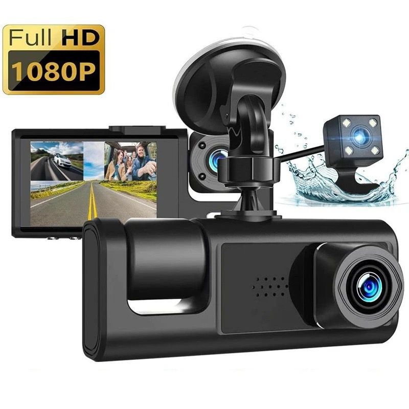 Camara de Auto Triple Frontal Espejo Retroceso