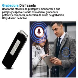 USB GRABADORA DE VOZ NÍTIDA 8GB MICROSD CR005 GRABA ALTA CALIDAD ENTORNO LABORAL FAMILIAR PERSONAL