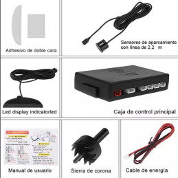 Sensor Retroceso Para Auto Kit Completo Color Negro MG18