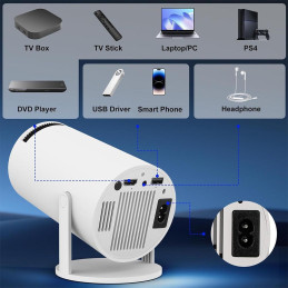 Mini Proyector 4K 2.4 y 5 Ghz 1080P Wifi Bluetooth Portatil Giratorio en 180° + Mini Teclado