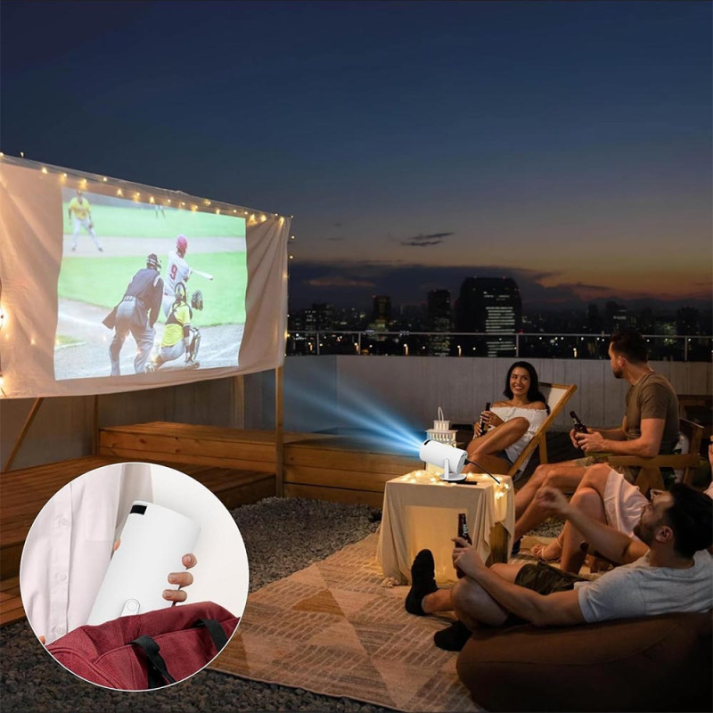 Mini Proyector 4K 2.4 y 5 Ghz 1080P Wifi Bluetooth Portatil Giratorio en 180° + Mini Teclado