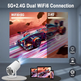 Mini Proyector 4K 2.4 y 5 Ghz 1080P Wifi Bluetooth Portatil Giratorio en 180° + Mini Teclado