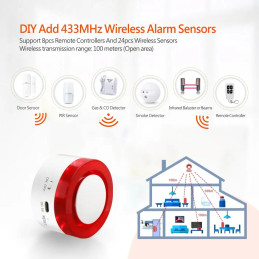 Kit de alarma Wifi  PST-H1 Tuya 2.4Ghz Sirena, Sensor de puerta o ventana, llavero