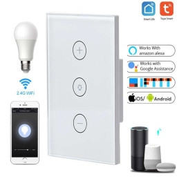 Dimmer Atenuador De Luz Interruptor Wifi de pared panel de vidrio , control de voz Alexa Google, inteligente Tuya DS-172