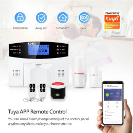 Sistema de Alarma de Casa 4g Inalámbrica Smart Pst+Gsm Pantalla Lcd 4 Zonas Cableadas Modelo: PST-30A-4G