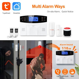 Sistema de Alarma de Casa 4g Inalámbrica Smart Pst+Gsm Pantalla Lcd 4 Zonas Cableadas Modelo: PST-30A-4G