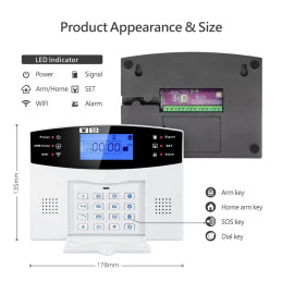 Sistema de Alarma de Casa 4g Inalámbrica Smart Pst+Gsm Pantalla Lcd 4 Zonas Cableadas Modelo: PST-30A-4G