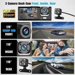 Cámara de Auto Triple Frontal Cabina y Retroceso + MicroSD 32 GB
