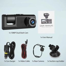 Cámara de Auto Triple Frontal Cabina y Retroceso + MicroSD 32 GB