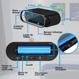 Cámara Espía Reloj Despertador WiFi 4K | Transmisión en Tiempo Real, Visión Nocturna y App Móvil