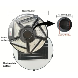 Lampara Farola Solar 3 Modos de Luz, Amarilla, Cálida y Blanca - Circular Ip67 360° Tipo Ovni