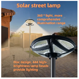 Lampara Farola Solar 3 Modos de Luz, Amarilla, Cálida y Blanca - Circular Ip67 360° Tipo Ovni