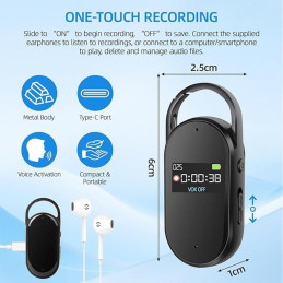 Mini Lllavero Grabador De Voz 8Gb Metálico S29A