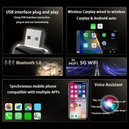 Adaptador Carplay Inalámbrico Q1J Bluetooth para Auto Compatible con Iphone y Android