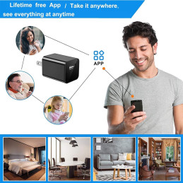 Cámara Espía USB Cargador WIFI Inalambrica Tiempo Real MICRO SD Fotos 5MP Y Videos FULL HD 90 Grados