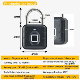 Candado Inteligente Bluetooth Apertura con Huella TUYA PST-SY12