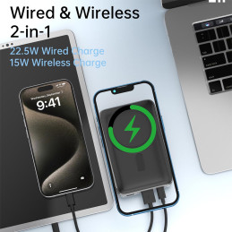 Batería Externa Portátil ASPOR 20 000 mAh Negro A386 Carga Rápida Inalámbrica