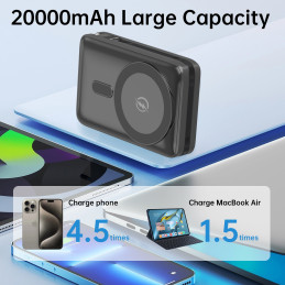 Batería Externa Portátil ASPOR 20 000 mAh Negro A386 Carga Rápida Inalámbrica