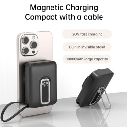 Batería Externa Portátil ASPOR 10 000 mAh Negro A313 Carga Rápida Inalámbrica