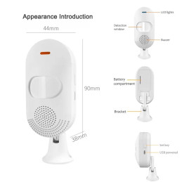Alarma Pir de Pared Inteligente Wifi Antirrobo 80db Sonido y Luz no Detecta Mascotas Tuya-Ct20w