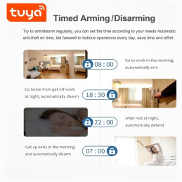 Alarma Pir de Pared Inteligente Wifi Antirrobo 80db Sonido y Luz no Detecta Mascotas Tuya-Ct20w