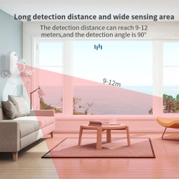 Alarma Pir de Pared Inteligente Wifi Antirrobo 80db Sonido y Luz no Detecta Mascotas Tuya-Ct20w