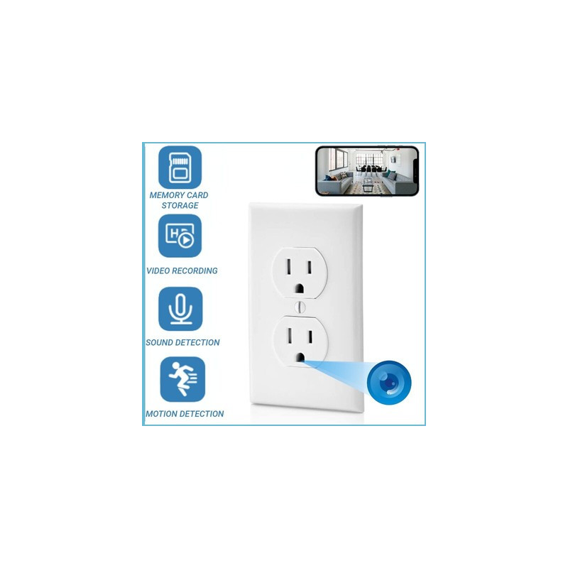 Camara Espía "Tomacorriente de Pared" SW022 WIFI 1080P Vigilancia Oculta