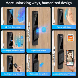 Cerradura Inteligente Wifi Tuya PST-DDL9-TY, Con Reconocimiento Facial 3D, Intercomunicador Y Cámara HD Para Seguridad Del Hogar