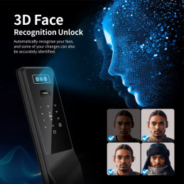 Cerradura Inteligente Wifi Tuya PST-DDL9-TY, Con Reconocimiento Facial 3D, Intercomunicador Y Cámara HD Para Seguridad Del Hogar