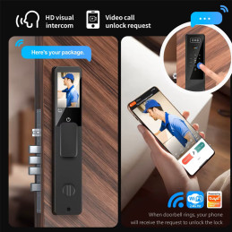 Cerradura Inteligente Wifi Tuya PST-DDL9-TY, Con Reconocimiento Facial 3D, Intercomunicador Y Cámara HD Para Seguridad Del Hogar