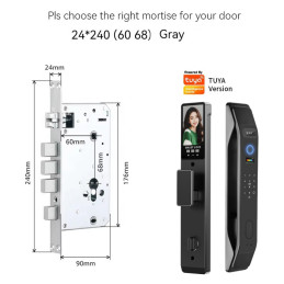 Smart Lock para Puertas de Aluminio con Reconocimiento Facial 3D, Huella Dactilar, Contraseña, Intercomunicador Activo y Wi-Fi