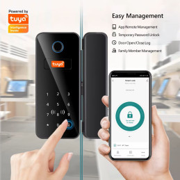 Cerradura Smart para puertas de cristal TUYA PST-GL-B12, Bluetooth, WIFI con Acceso Remoto